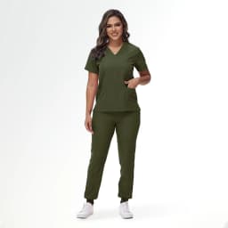 Stretchy Medical Scrubs Uniform Doctor and Nurse Uniform Durable Dental Pediatric Quick-Dry Healthcare Workwear Scrub Set 42109