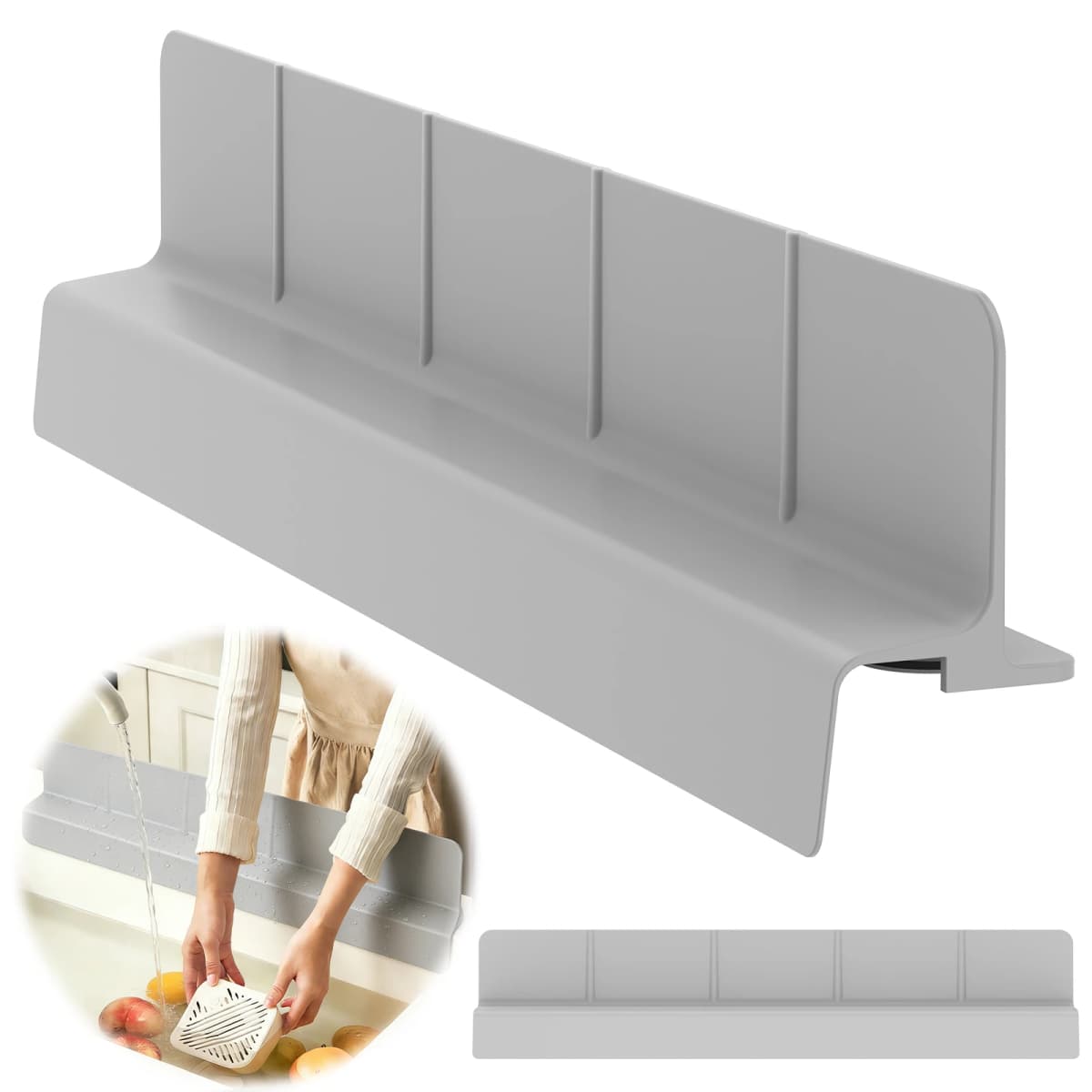 Silicone Sink Splash Guard Kitchen Water Baffle Splash Protector with Non Slip Strong Suction Washing Dishes Faucet Drain Pad