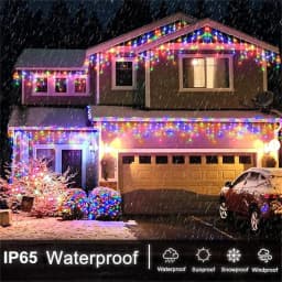 Solar Curtain Icicle Lights Christmas Lights Outdoor Waterproof Eaves Decor String Lights for Yard Party Holiday Decorations