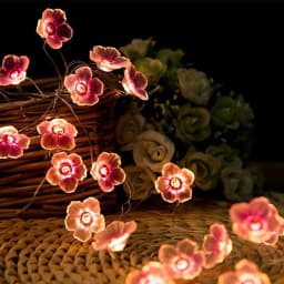 Cherry Blossom Flower Garland Lamp Battery/USB Operated LED String Fairy Lights Crystal Flowers Indoor Wedding Christmas Decors