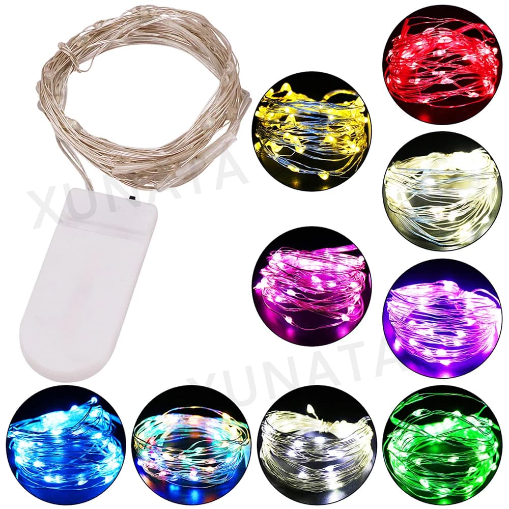 1m 2m 4m Battery Power LED String Fairy Light Warm Red Green Blue with On Off Switch for Wedding Garden Party Christmas Decor