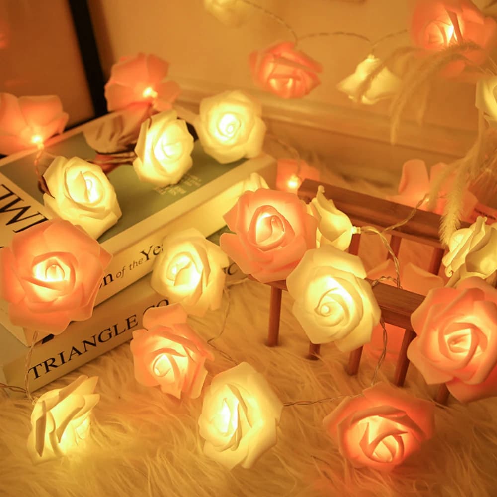 5V USB Battery Rose Flower LED String Light Red Pink Warm Blue RGB Wedding Christmas Party Decoration 1.5M 3M 6M 10M Fairy Light