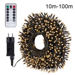 10M-100M Green Wire String Lights Outdoor LED Fairy Lights Christmas Garland For New Year Party Christmas Tree Garden Decoration