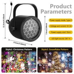 Christmas LED Snowflake Lights Projector for Indoor/Outdoor Garden Patio Yard House Wall Holiday Projector for Xmas New Year