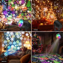 Christmas LED Snowflake Lights Projector for Indoor/Outdoor Garden Patio Yard House Wall Holiday Projector for Xmas New Year