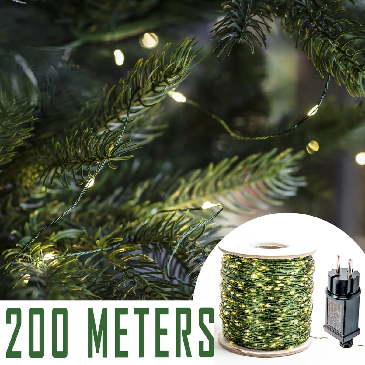 100M LED String Lights Green Wire Fairy Lights Warm White Garland for Outdoor Home Wedding Christmas Party Garden Decoration