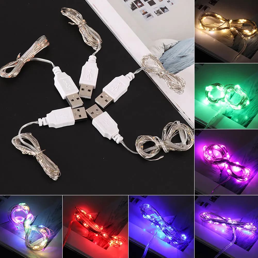 USB LED String Lights Led Copper Silver Wire Fairy Lights Waterproof 5/10/20M Garland For Christmas Wedding Party Decoration