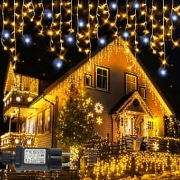 Christmas Decorations 2026 Star Garland 4M(W)*0.4/0.5/0.6M(H) With Twinkling Strobes (Warm White+Cool White)8 Modes Festoon Led
