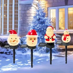 1pc Christmas Santa Claus & Snowman Landscape Lawn Solar Light Outdoor Waterproof Courtyard Ground Stakes Light For Garden Decor