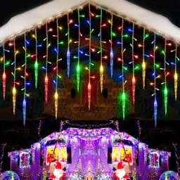 Street Garland on House Led Icicle Lights Christmas Ornaments New Year 2026 Home Decor Four Light Colors Available Ice Festoon