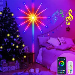 SCKDAY Smart Firework LED Strip Festoon Lights RGBIC Music Sync Indoor Self-Adhesive Fairy Lights for Christmas Party Room Decor