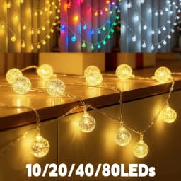 USB/Battery Powered String Lights 10/20/40/80 LEDs Crystal Globe Balls Waterproof Fairy Garland For Outdoor Garden Xmas Wedding