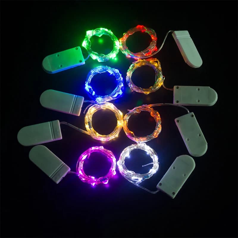 2M 3M 5M Copper Led Fairy String Lights CR2032 Button Battery Operated Party Wedding Decoration Christmas Flasher Fairy Lights