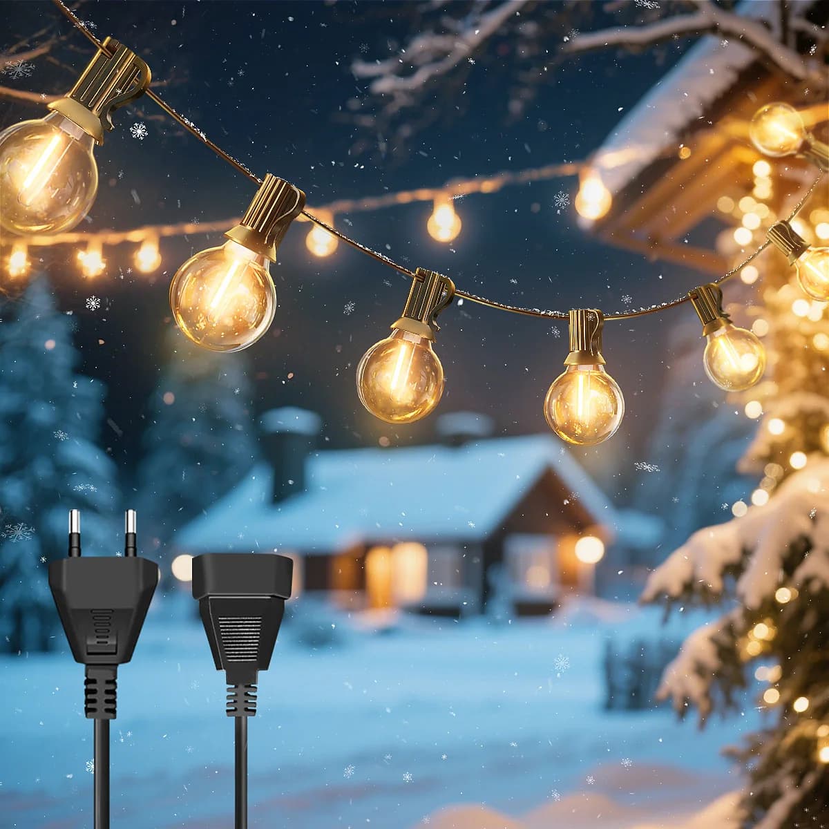 G40 Outdoor String Lights, Waterproof Connectable Shatterproof LED Bulbs, Patio Lights for Indoor Balcony Porch Camping Deck
