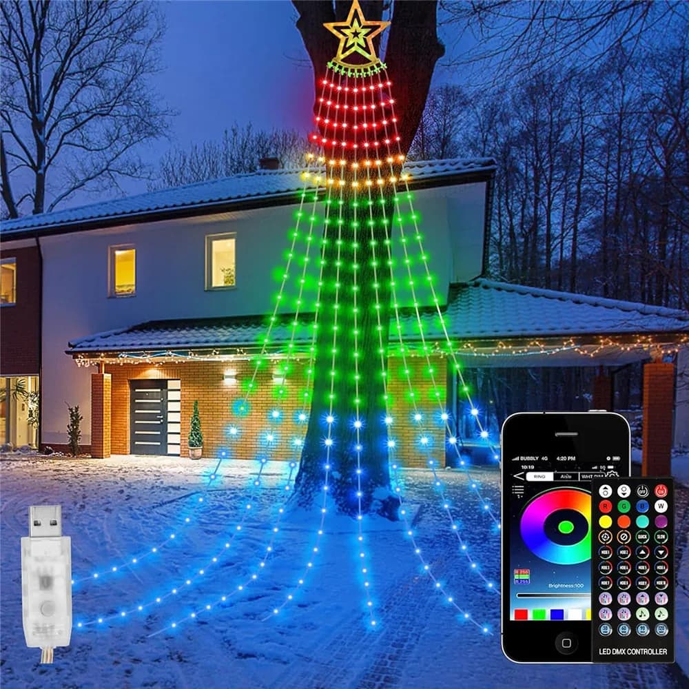 305-LED RGB Remote Control Star Lights, 3 Meters USB Powered with App and 10 Modes For Tree, Patio, Garden Birthday Decoration
