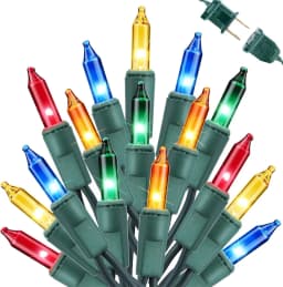 100 Counts Connectable Incandescent Bulbs Fairy Light Green Wire Mini Christmas String Lights Garland for Christmas Tree Decor