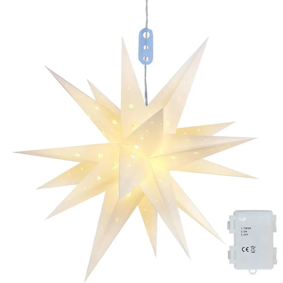 Large 3D Moravian Star Light Christmas Moravian Star Tree Topper Hanging Garland Light Outdoor Christmas Star Light