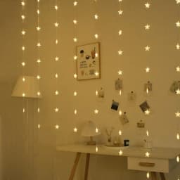 1pc 72LED Star Curtain Lights Charming Fairy Tale Star Shape Hanging Lamp Perfect For Bedroom Wall Courtyard Wedding Party Decor