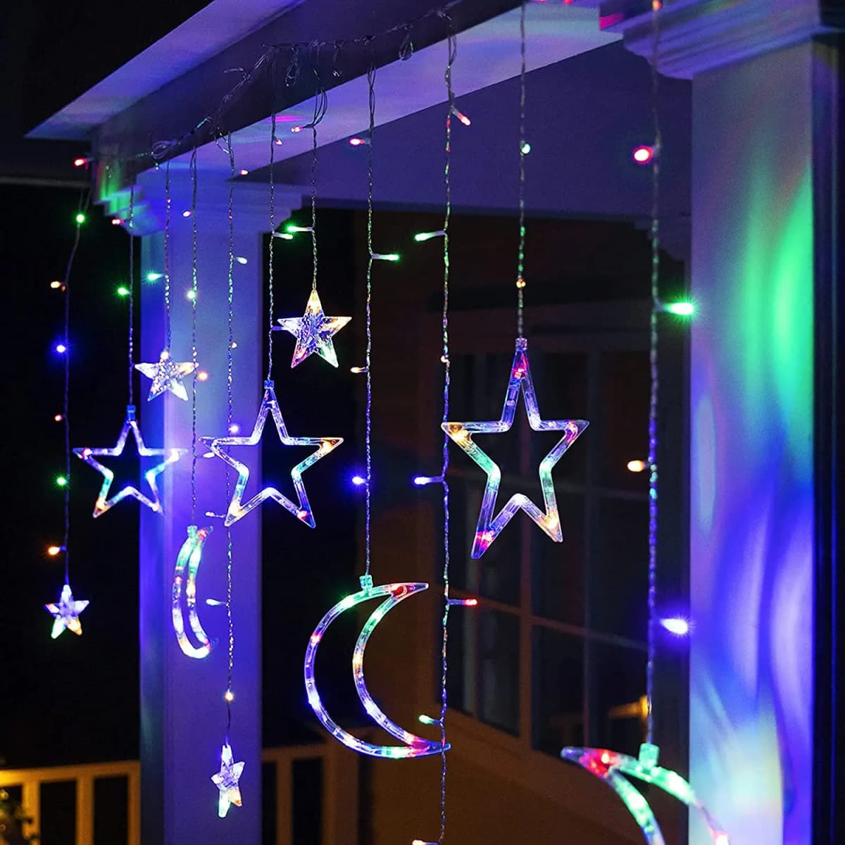 3.5M LED Curtain String Lights Fairy Decoration Holiday Garland Moon Star Lamp for Home Garden Christmas Party New Year Wedding