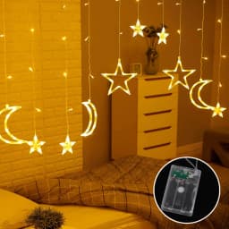 3.5M LED Curtain String Lights Fairy Decoration Holiday Garland Moon Star Lamp for Home Garden Christmas Party New Year Wedding