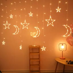 3.5M LED Curtain String Lights Fairy Decoration Holiday Garland Moon Star Lamp for Home Garden Christmas Party New Year Wedding