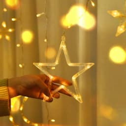 3.5M LED Curtain String Lights Fairy Decoration Holiday Garland Moon Star Lamp for Home Garden Christmas Party New Year Wedding