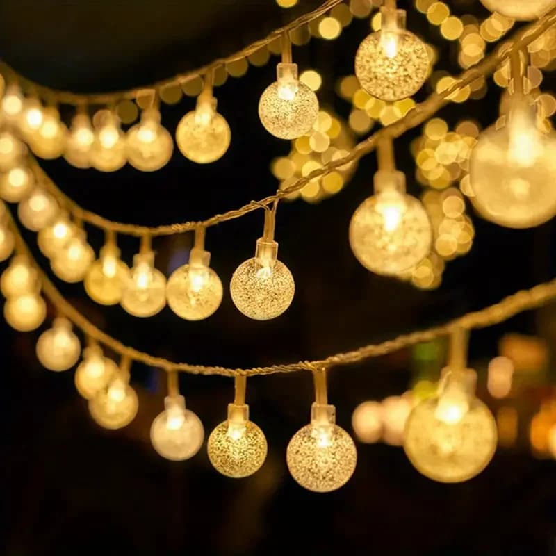 Bubble Ball Light USB/Battery Box String Crystal Bead Ball Fairy String Light Wedding Party Christmas 1.5/3/6M 10/20/40lights