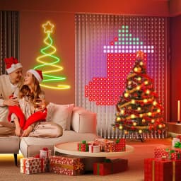 Smart RGB LED Curtain Light Music Synchronous DIY Text Animation Displays Christmas Party Decoration Interior Decor APP Control