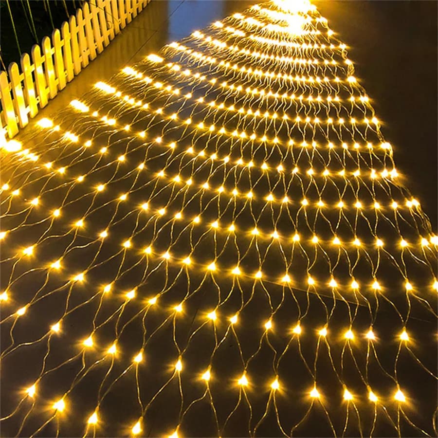3x3m 6x4m 10x1m LED Net Mesh String Lights Outdoor Window Curtain Fairy Light Christmas Tree Bush Net Light for Garden Decor