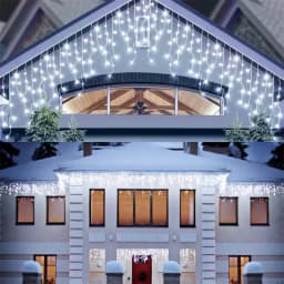 Christmas Decoration 2025 Led Lights Outdoor Street Garland 8/12M Waterproof Connector Icicle Light New Year 2025 Decor for Home