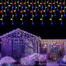 Christmas Decoration 2025 Led Lights Outdoor Street Garland 8/12M Waterproof Connector Icicle Light New Year 2025 Decor for Home