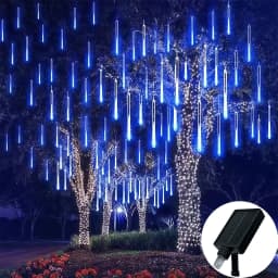 Solar Meteor Shower Lights 30CM8Tubes-50CM8Tubes Warm White Blue Colorful LED String IP54 Waterproof 8 Modes Garden Christmas