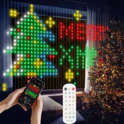 1PC 1x1/2x2/3x3m 400LEDS Smart Christmas Curtain Lights with APP & Remote Control DIY Projector Waterproof Outdoor Wall Decor