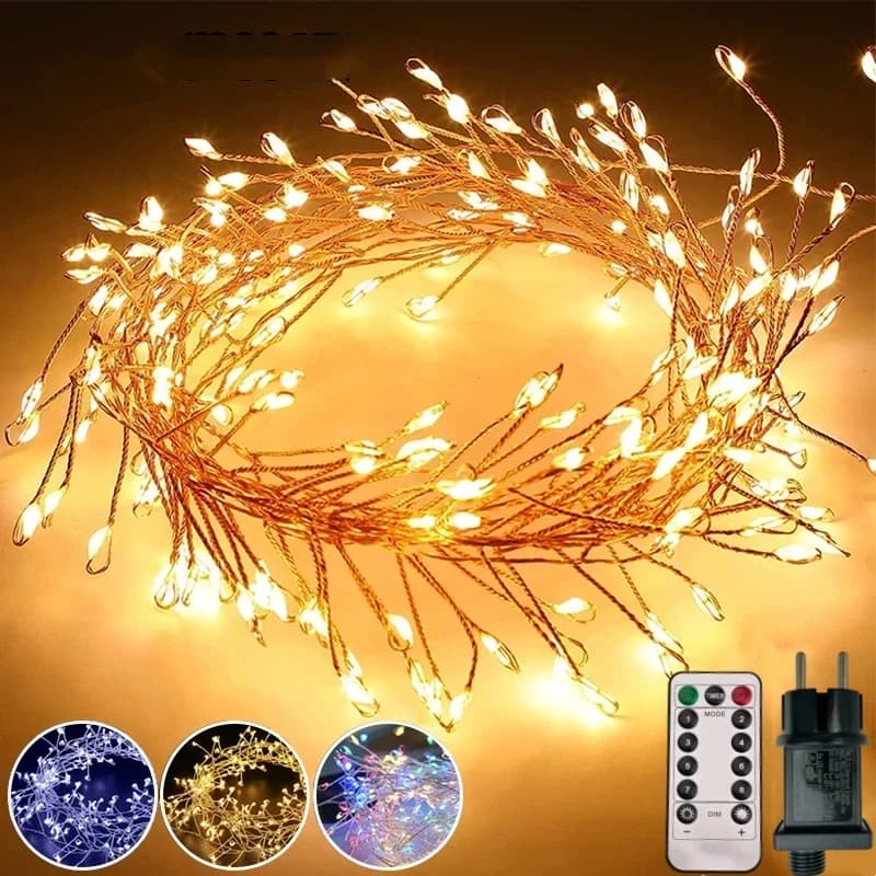 Cluster Garland Fairy Lights Copper Wire Remote Control LED String Lights Wedding Party Christmas Room Decorations