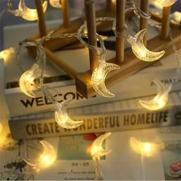 1pack Ramadan Decor Moon String Lights Battery Operated LED Ramadan Mubarak Lights For Crescent Party Home Garden Living Rooms