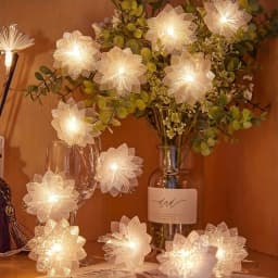 1 enchanting LED fiber optic flower fairy lamp - battery powered, sparkling white flower wreath, suitable for Valentine's Day