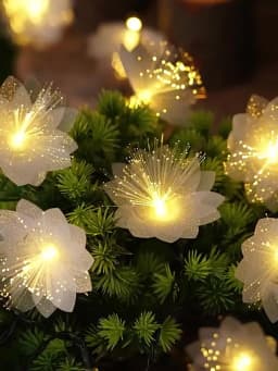 1 enchanting LED fiber optic flower fairy lamp - battery powered, sparkling white flower wreath, suitable for Valentine's Day