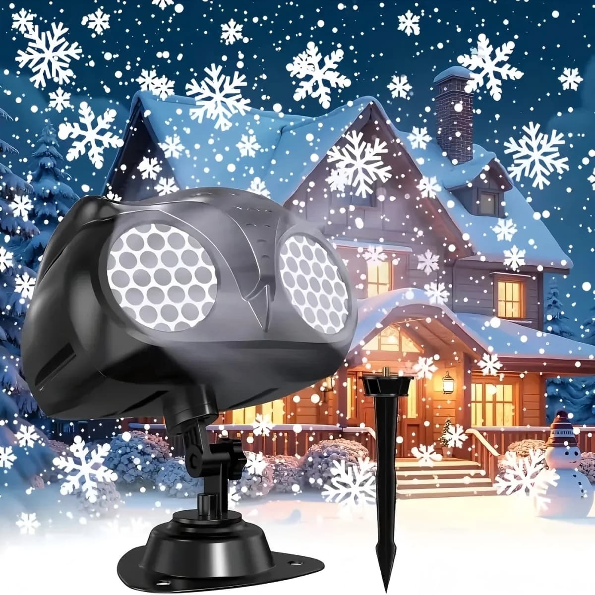 2025 NEW Snow Projector Lights, Dynamic Rotating Snowflake Projection Light Outdoor, IP65 LED Snow Spotlight Lightning or Hallow