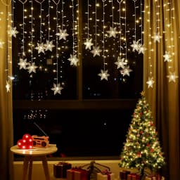 Christmas Decorations 2025 Snowflake Window Curtain Garlands Led Icicle Fairy Lights Flashing 8 Modes US/ EU-Plug New Year 2026