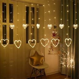 LED Romantic Heart Shaped Curtain String Lights 8 Modes Christmas Fairy Lights Garland for Home Garden Wedding Party Decoration