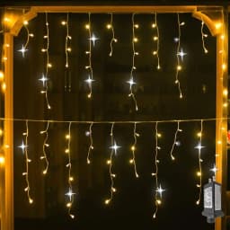 Warm White Icicle Lights Outdoor With Cold White Christmas Decorations 2026 Curtain Garlands 4M(W)*0.6M(H) New Year Festoon Led