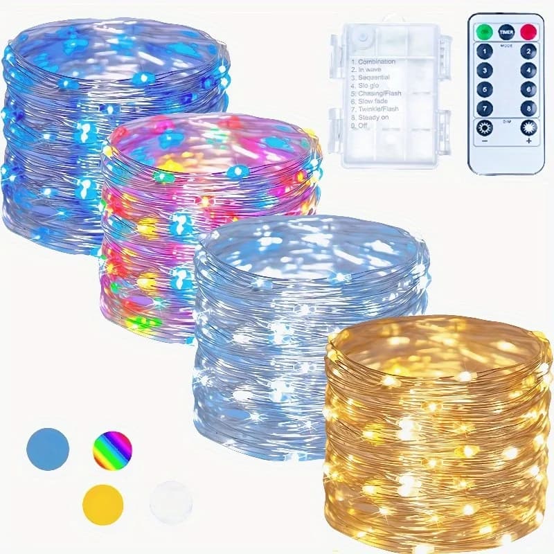 Outdoor Battery Fairy Lights LED Copper Wire String Lights with 8 Modes - IP65 for Garden, Patio, Tree, Yard & Party Decor