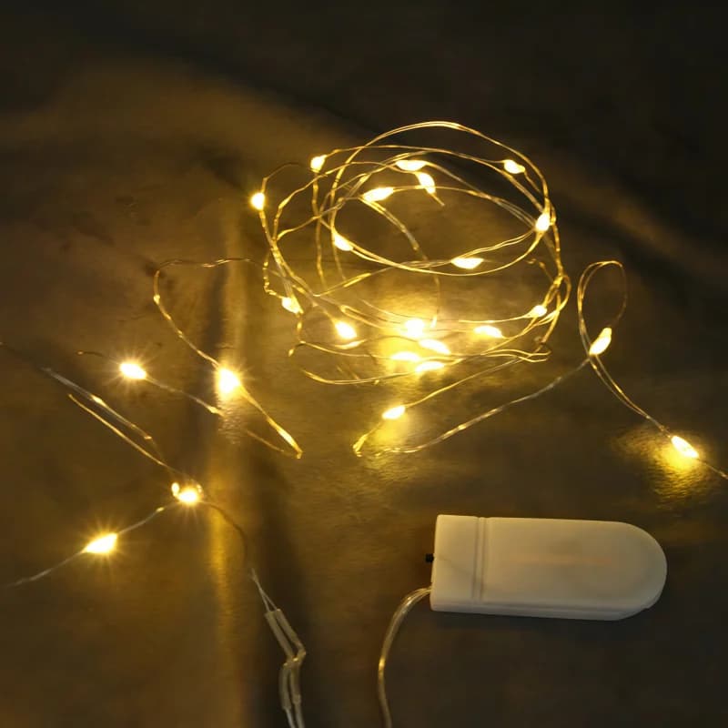 LED Lights Battery Operated Fairy String Lights Waterproof Silver Wire Firefly Starry Lights  Xmas Christmas Decor