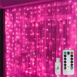 Valentine's Day Decor Pink Curtain Lights Garland USB Power Fairy Lights Festoon with Remote New Year Garland Led Lights