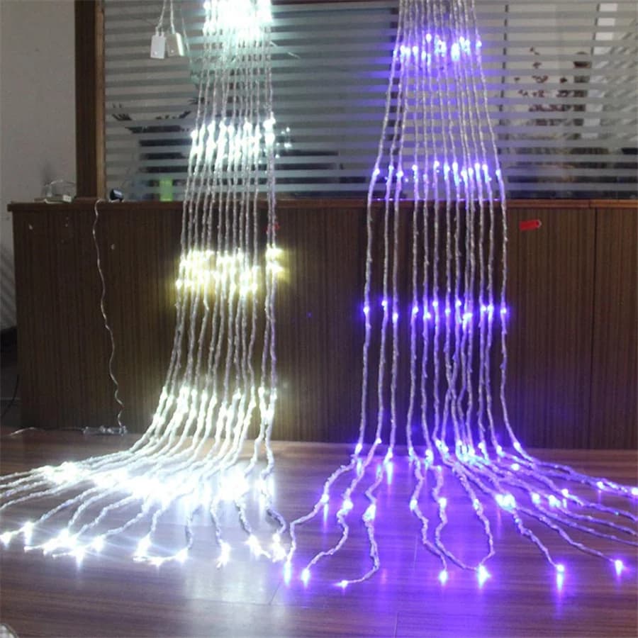 Waterfall Icicle Curtain Lights 3X2/3X3M Outdoor Led Christmas Fairy String Lights Meteor Shower Wedding Garland Background Lamp