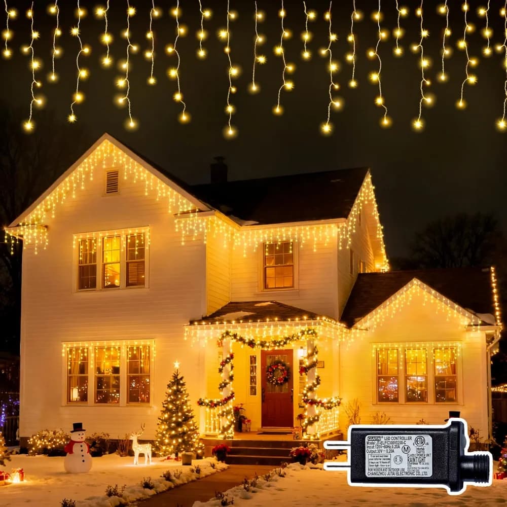 480LED Indoor Decor String Lights Christmas Ice Light Outdoor Waterproof 8 Modes Tgmer UK/US/EU Plug for Party Wedding Camping