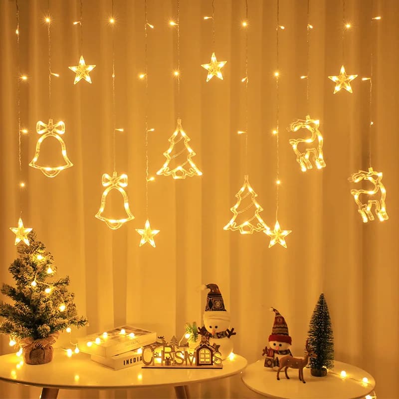 LED Christmas Garland String Lights Fairy Curtain Light For Home New Year Party Wedding Holiday Decor
