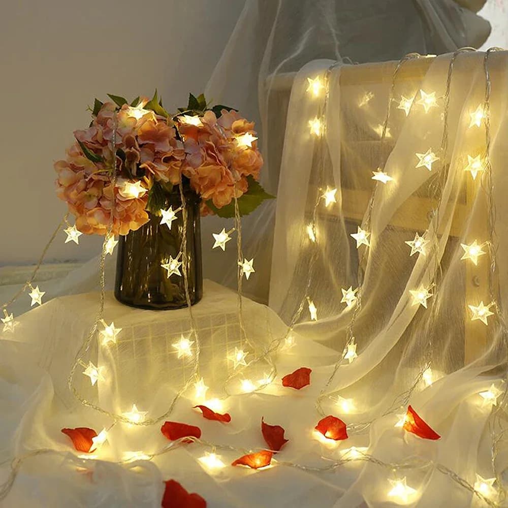 USB Battery Star String Light LED Fairy Lamp Christmas Garland For New Year Birthday Wedding Party Camping Home Decoration
