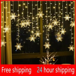 3.5M Christmas Lights LED Fairy String Lights Snowflake Curtain Garland Waterproof For Holiday Party Xmas Decoration 2026