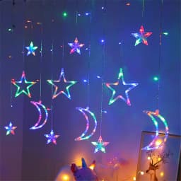 3.5M Christmas LED Star Moon Curtain String Light 220V EU Plug 8 Modes Fairy lights Garland for Home Party Wedding Holiday Decor